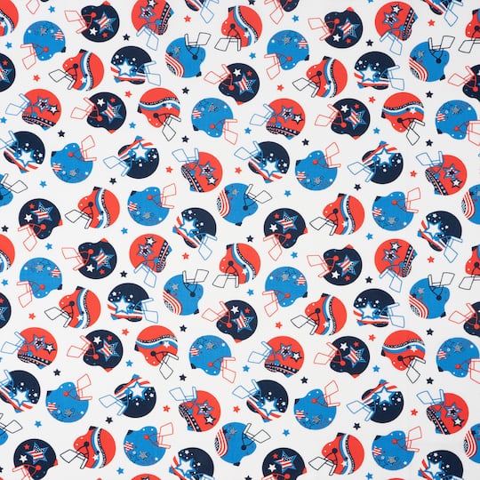 SINGER Patriotic Football Helmets Print Cotton Fabrics